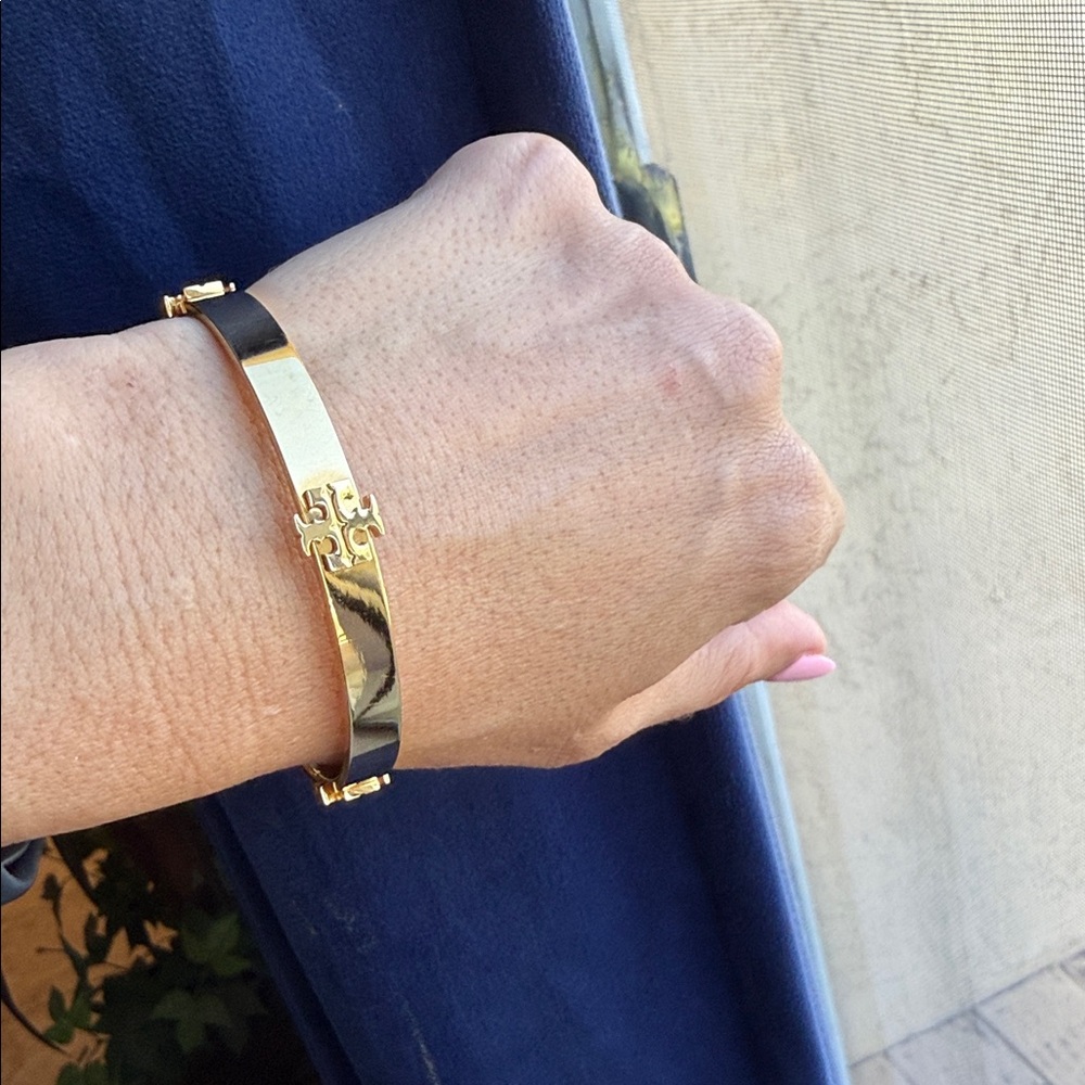 Gold Logo Accent Cuff Bracelet - Women Jewelry
